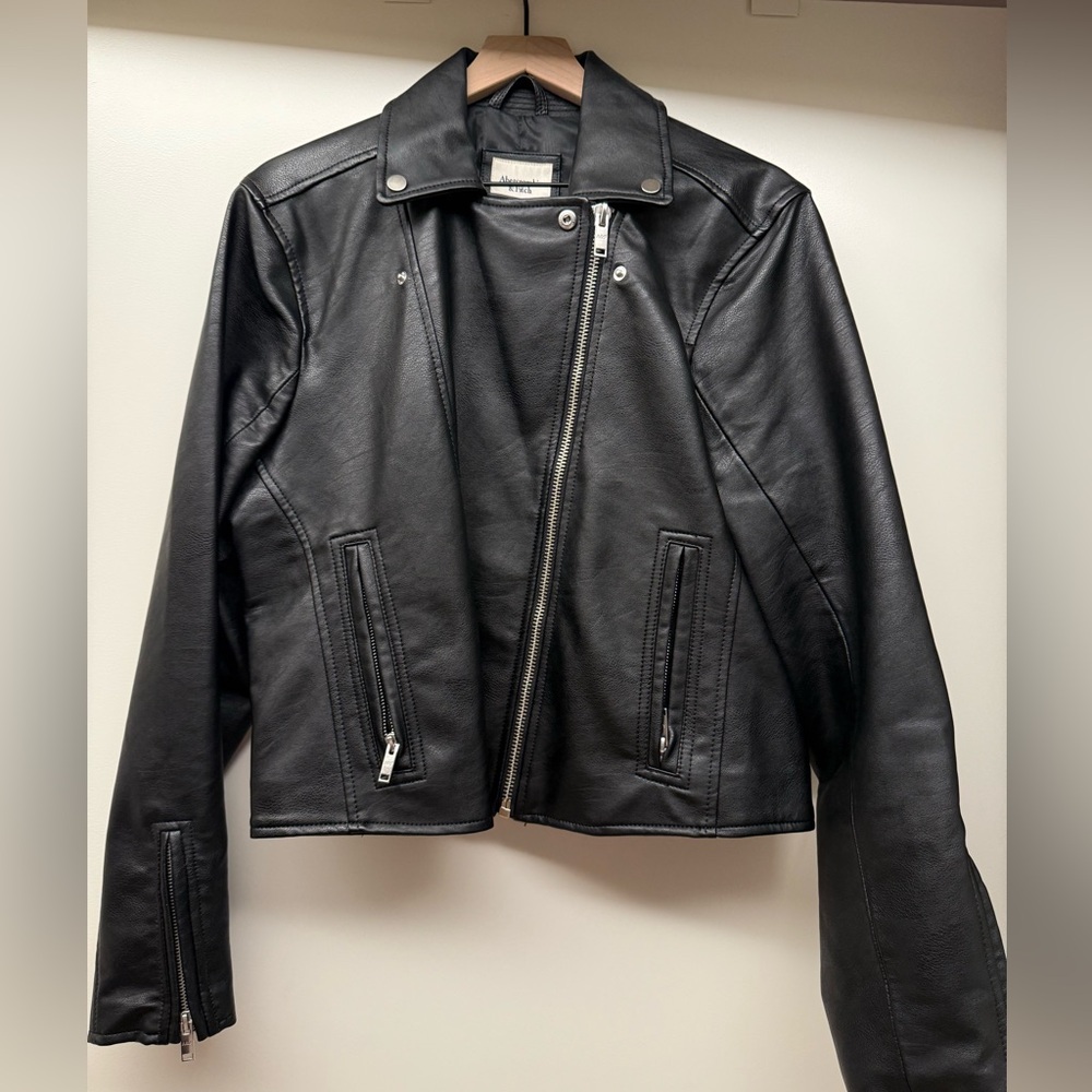 Abercrombie & Fitch Black Leather Jacket XL